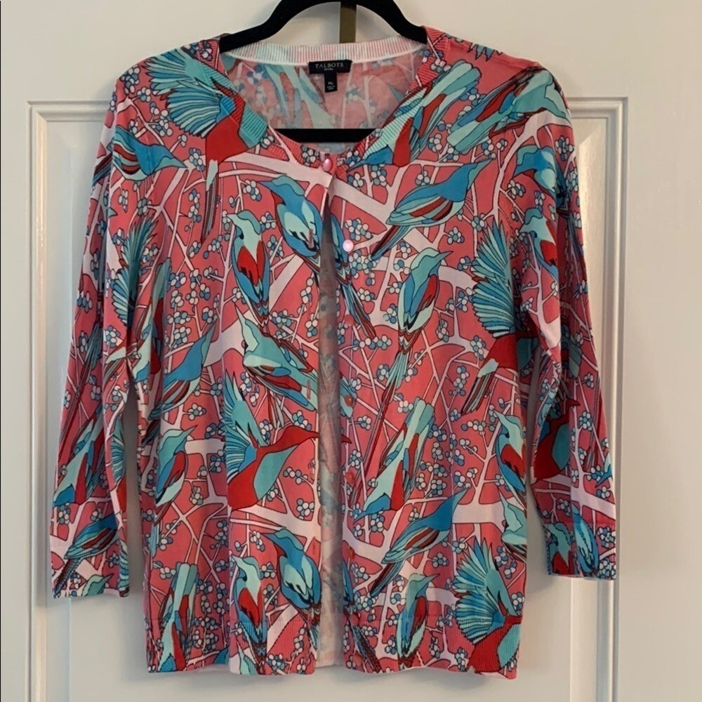 Talbots MP Colorful Bird Print Sweater B042